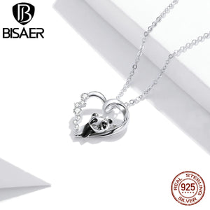 925 Silver CZ Baby Panda Pendant Necklace For Women Box Chain ECN453