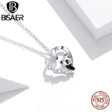 925 Silver CZ Baby Panda Pendant Necklace For Women Box Chain ECN453
