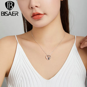 925 Silver CZ Baby Panda Pendant Necklace For Women Box Chain ECN453