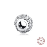 925 Silver CZ Enchanted Pave Beads Charms Jewelry Making Fits Bracelet