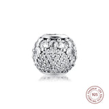 925 Silver CZ Enchanted Pave Beads Charms Jewelry Making Fits Bracelet