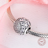 925 Silver CZ Enchanted Pave Beads Charms Jewelry Making Fits Bracelet