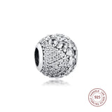 925 Silver CZ Enchanted Pave Beads Charms Jewelry Making Fits Bracelet