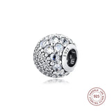 925 Silver CZ Enchanted Pave Beads Charms Jewelry Making Fits Bracelet