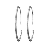 925 Silver Clear CZ Oval Sparkling Hoop Earrings Wedding Earings