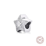 925 Sterling Silver Clear CZ Wishing Star Metal Beads for Bracelet DIY Jewelry