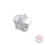 925 Sterling Silver Clear CZ Wishing Star Metal Beads for Bracelet DIY Jewelry