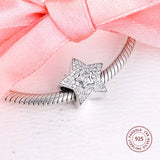 925 Sterling Silver Clear CZ Wishing Star Metal Beads for Bracelet DIY Jewelry