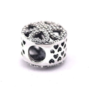 925 Silver CZ Petals of Love Charm Bead for Bracelets