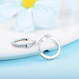 925 Silver CZ Sparkling Hoop Earrings Women Wedding Jewelry
