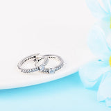 925 Silver CZ Sparkling Hoop Earrings Women Wedding Jewelry