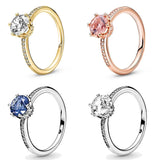 925 Silver Solitaire Crystal Crown Ring