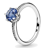 925 Silver Solitaire Crystal Crown Ring