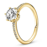 925 Silver Solitaire Crystal Crown Ring
