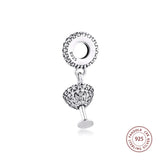 925 Silver Cocktail Glass Crystal CZ Charms for Bracelet Jewelry Making