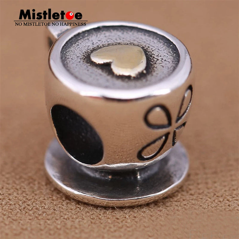 925 Silver Coffee Cup Charm Bead for European Bracelet