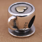 925 Silver Coffee Cup Charm Bead for European Bracelet