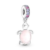925 Silver Chameleon Charm Fly Away Rainbow Sky Safety Chain Pan Charms