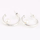 925 Silver Pearls Hoop Earrings Women's Gift DIY Jewelry