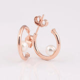 925 Silver Pearls Hoop Earrings Women's Gift DIY Jewelry