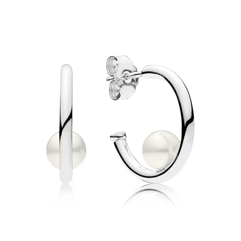 925 Silver Pearls Hoop Earrings for Women Gift DIY Jewelry