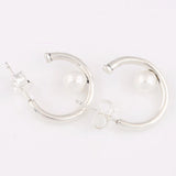 925 Silver Pearls Hoop Earrings Women's Gift DIY Jewelry