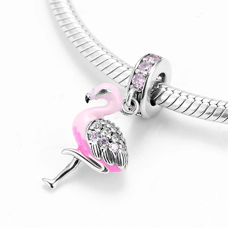 925 Silver Crystal Zircon Pendants Bead Charms for Bracelets