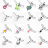925 Silver Crystal Zircon Pendants Bead Charms for Bracelets