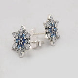 925 Silver Snowflake Stud Earrings Crystal Gift DIY Jewelry