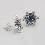 925 Silver Snowflake Stud Earrings Crystal Gift DIY Jewelry