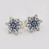 925 Silver Snowflake Stud Earrings Crystal Gift DIY Jewelry