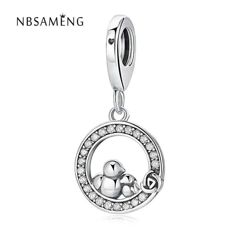 925 Silver Bird Mother Love Dangle Charm Beads Fit Bracelets DIY Jewelry