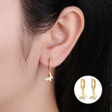 925 Silver Butterfly Hoop Earrings Zircon Buckle Wedding Jewelry