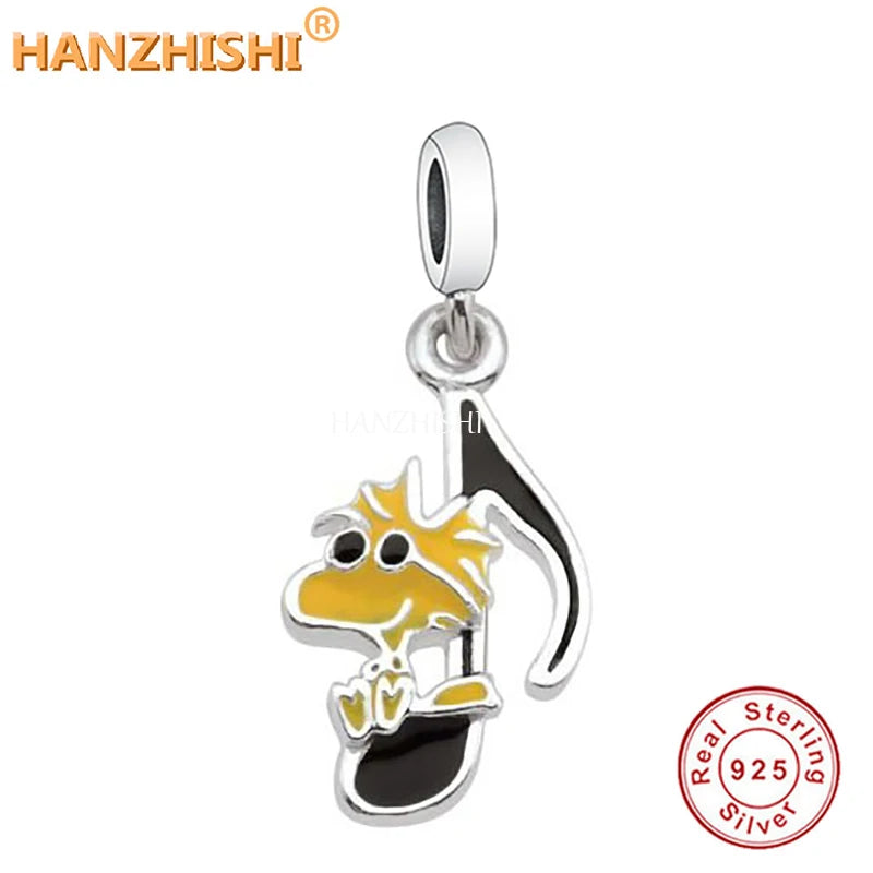 925 Silver Cat Dangle Bead Charm for Bracelet Necklace