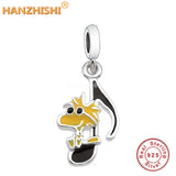 925 Silver Cat Dangle Bead Charm for Bracelet Necklace
