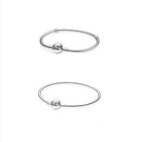 925 Silver Bow Clasp Crystal Snake Chain Pan Bracelet
