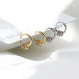 925 Silver Zircon Inlaid Circle Hoop Earrings Women Jewelry