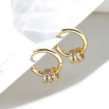 925 Silver Zircon Inlaid Circle Hoop Earrings Women Jewelry
