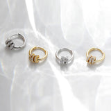 925 Silver Zircon Inlaid Circle Hoop Earrings Women Jewelry