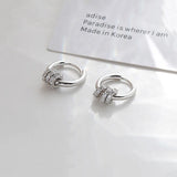 925 Silver Zircon Inlaid Circle Hoop Earrings Women Jewelry