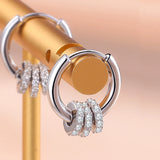 925 Silver Zircon Inlaid Circle Hoop Earrings Women Jewelry