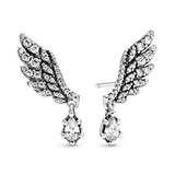 925 Sterling Silver Angel Wing Stud Earrings Gift Jewelry