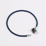 925 Silver Leather Bracelet Barrel Clasp Femme Pulseras