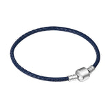 925 Silver Leather Bracelet Barrel Clasp Femme Pulseras
