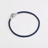 925 Silver Leather Bracelet Barrel Clasp Femme Pulseras