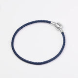 925 Silver Leather Bracelet Barrel Clasp Femme Pulseras