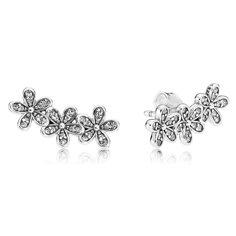 925 Silver Daisy Clusters Stud Earrings Women Gift DIY Jewelry