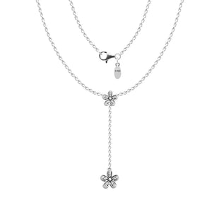 925 Silver Flower Necklace Clear CZ Chain Pendant