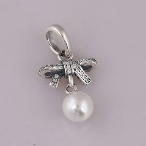 925 Silver Delicate Sentiments Pendant Necklace Women Bead Charm DIY Jewelry