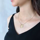 925 Silver Padlock Necklace Double Pendant Choker Lock & Key for Ladies
